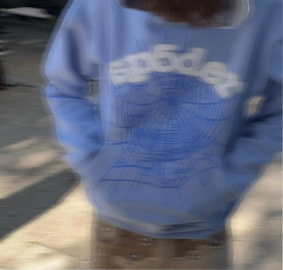 Sky Blue Web Graphic Hoodie (Oversized Streetwear)
